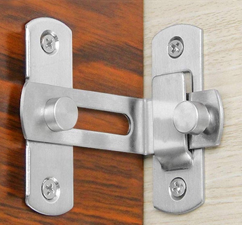 WANLIAN Door Hasp Latch 4 Inch,90 Degree Stainless Steel Safety Home Anti Theft Guard Bolts Action Hardware Sliding Lock Right Angle - Image 2